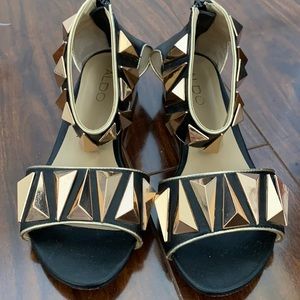 Aldo black and gold sandals